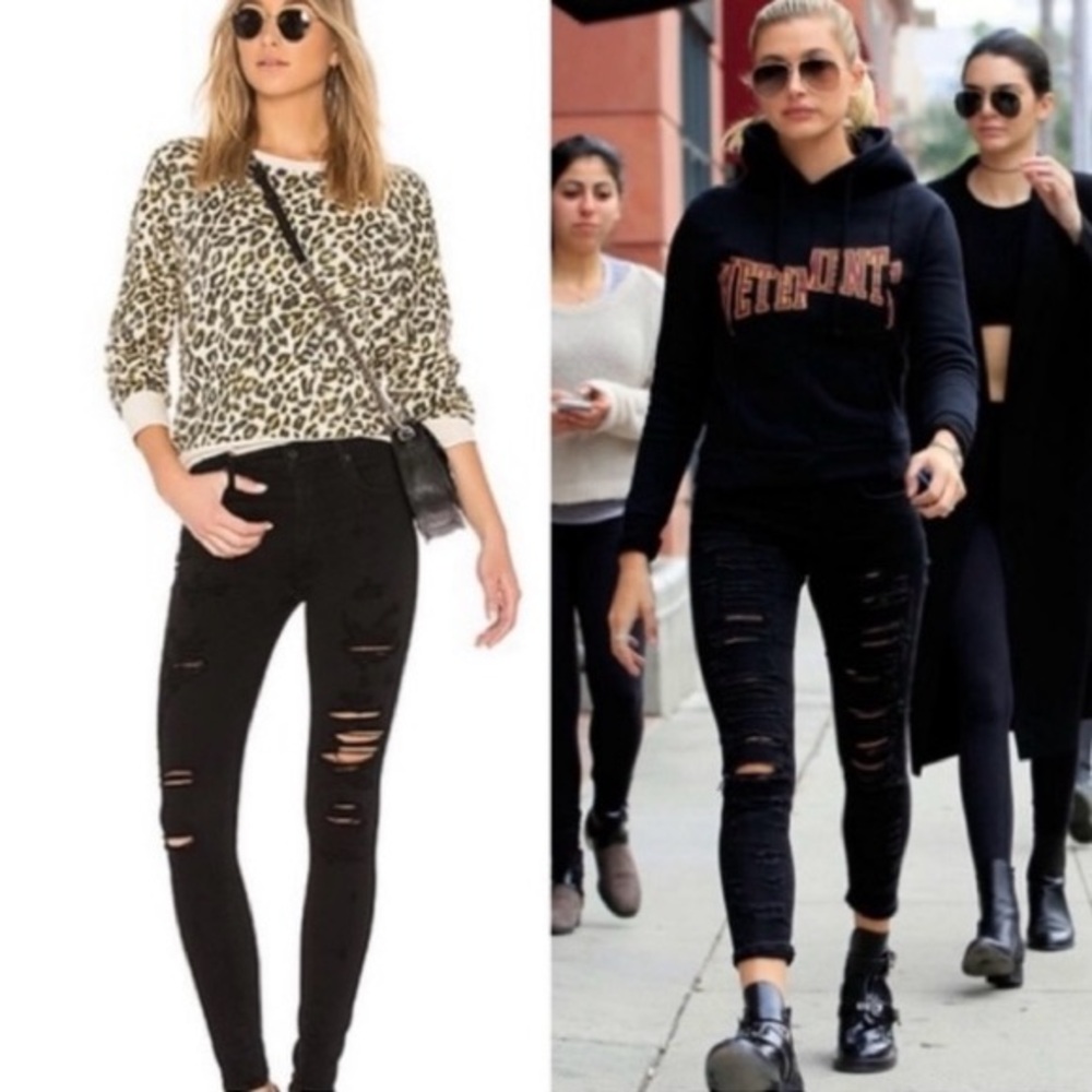 ⚡️ AGOLDE SOPHIE HIGH RISE SKINNY BLACK DISTRESSED RIPPED JEANS MOONSTRUCK SZ 26